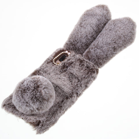 Rabbit Shape Fluffy Fur Coated Rhinestone TPU Cellphone Shell for Huawei P20 Lite / Nova 3e (China)