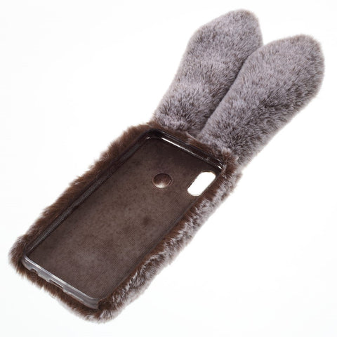 Rabbit Shape Fluffy Fur Coated Rhinestone TPU Cellphone Shell for Huawei P20 Lite / Nova 3e (China)
