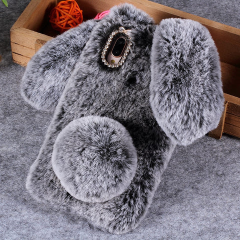 Rabbit Shape Fluffy Fur Coated Rhinestone TPU Cellphone Shell for Huawei P20 Lite / Nova 3e (China)