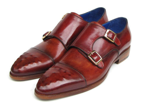 Paul Parkman Men's Double Monkstrap Burgundy Leather (ID#047-BUR)