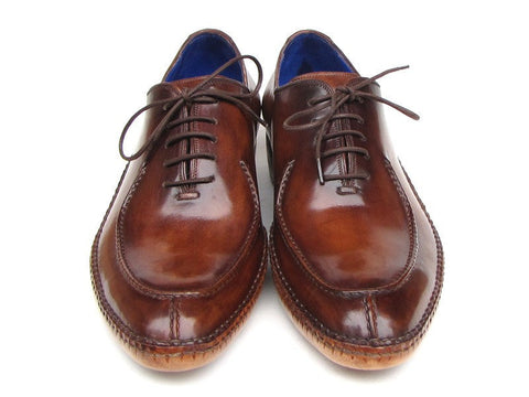 Paul Parkman Men's Side Handsewn Split-toe Brown Oxfords (ID#054-BRW)