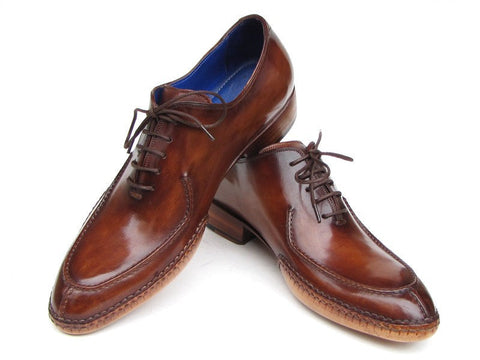 Paul Parkman Men's Side Handsewn Split-toe Brown Oxfords (ID#054-BRW)