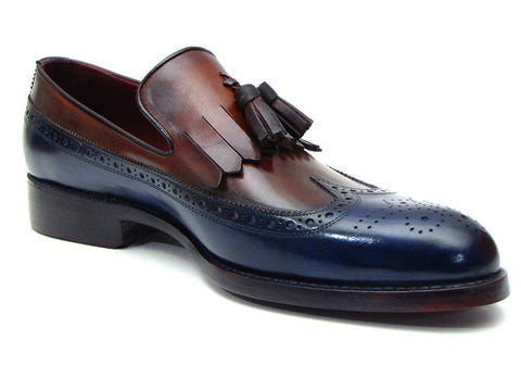 Paul Parkman Kiltie Tassel Loafer Navy & Tobacco (ID#KT74NB)