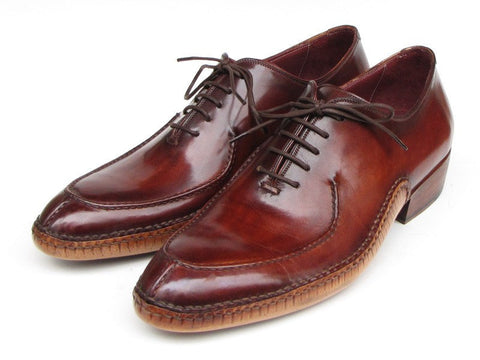 Paul Parkman Men's Side Handsewn Split-toe Burgundy Oxfords (ID#054-BUR)