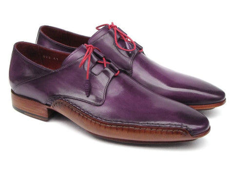 Paul Parkman Men's Ghillie Lacing Side Handsewn Dress Shoes - Purple Leather Upper and Leather Sole (ID#022-PURP)