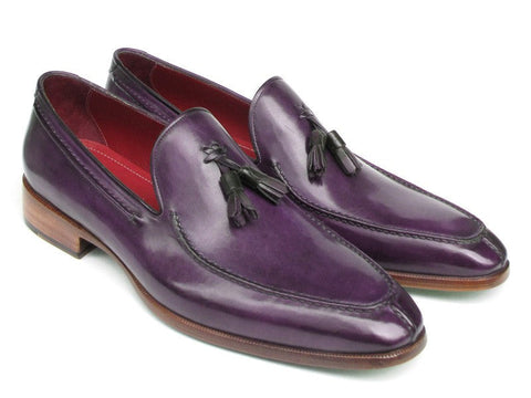 Paul Parkman Men's Tassel Loafer Purple Hand Painted Leather (ID#083-PURP)