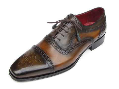 Paul Parkman Men's Captoe Oxfords Camel & Olive Shoes (ID#024-OLV)