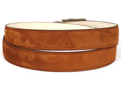 PAUL PARKMAN Men's Tobacco Suede Belt (ID#B06-TABA)