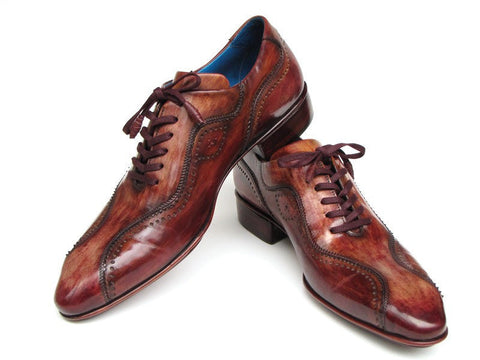 Paul Parkman Handmade Lace-Up Casual Shoes For Men Brown Hand-Painted (ID#84654-BRW)