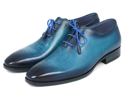 Paul Parkman Men's Blue & Navy Medallion Toe Oxfords (ID#VN82BL)