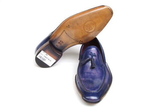 Paul Parkman Men's Side Handsewn Tassel Loafer Blue & Purple (ID#082-BLU-PURP)