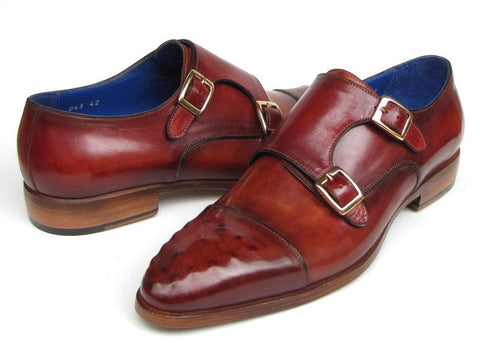 Paul Parkman Men's Double Monkstrap Burgundy Leather (ID#047-BUR)