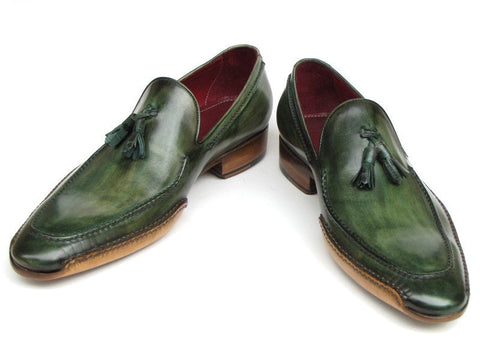 Paul Parkman Men's Side Handsewn Tassel Loafer Green Shoes (ID#082-GREEN)