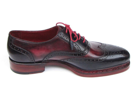 Paul Parkman Men's Triple Leather Sole Wingtip Brogues Navy & Red (ID#027-TRP-NVYBRD)