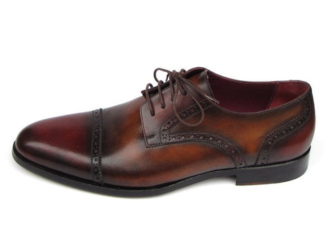 Paul Parkman Men's Bordeaux / Tobacco Derby Shoes Leather Upper and Leather Sole (ID#046-BRD-BRW)