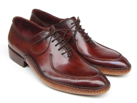 Paul Parkman Men's Side Handsewn Split-toe Burgundy Oxfords (ID#054-BUR)