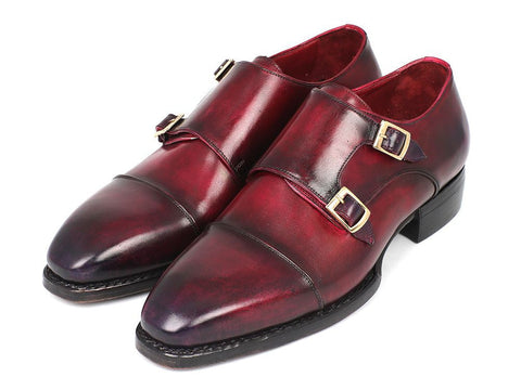 Paul Parkman Triple Leather Sole Hand-Welted Cap Toe Monkstraps (ID#LX77MNK)