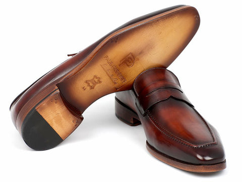 Paul Parkman Men's Penny Loafer Bordeaux and Brown Calfskin (ID#10FD61)