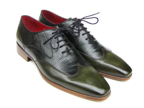 Paul Parkman Men's Wingtip Oxford Floater Leather Green (ID#023-GREEN)