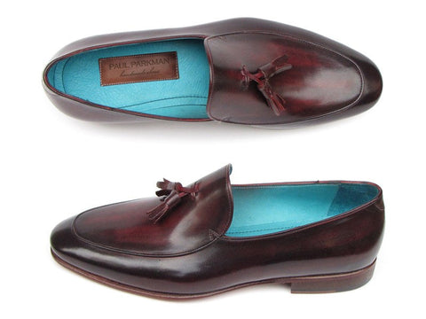 Paul Parkman Men's Tassel Loafer Black & Purple Shoes (ID#049-BLK-PURP)