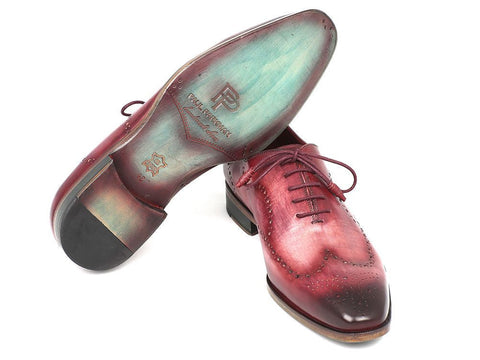 Paul Parkman Wintip Oxfords Burgundy Handpainted Calfskin (ID#741-BUR)