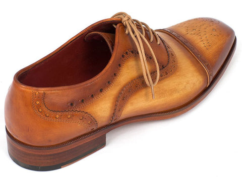 Paul Parkman Men's Captoe Oxfords Tan Color (ID#024-TAN)