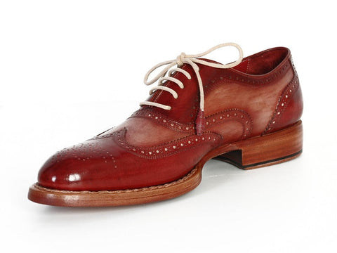 Paul Parkman Men's Wingtip Oxfords Bordeaux & Camel (ID#027B)