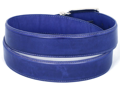 PAUL PARKMAN Men's Leather Belt Hand-Painted Cobalt Blue (ID#B01-BLU)