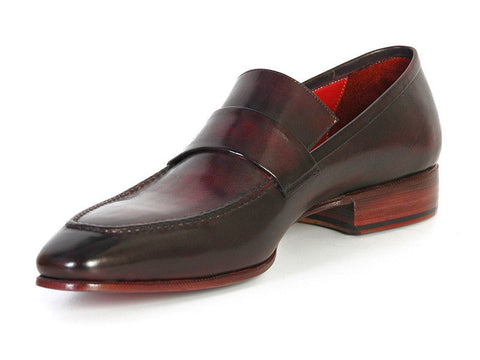 Paul Parkman Men's Loafer Purple & Black Hand-Painted Leather Upper with Leather Sole (ID#093-PURP-BLK)