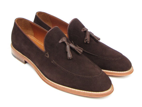 Paul Parkman Men's Tassel Loafer Brown Suede Shoes (ID#087-BRW)