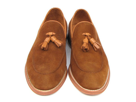 Paul Parkman Men's Tassel Loafer Tobacco Suede Shoes (ID#087-TAB)