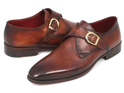 Paul Parkman Monkstrap Dress Shoes Brown & Camel (ID#011B44)