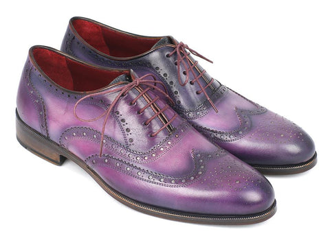 Paul Parkman Wingtip Oxfords Purple & Navy Handpainted Calfskin (ID#743-PURP)