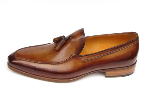 Paul Parkman Men's Tassel Loafer Camel & Brown Hand-Painted (ID#083-CML)