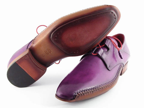 Paul Parkman Men's Ghillie Lacing Side Handsewn Dress Shoes - Purple Leather Upper and Leather Sole (ID#022-PURP)