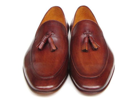 Paul Parkman Men's Tassel Loafer Brown Hand Painted Leather (ID#049-BRW)