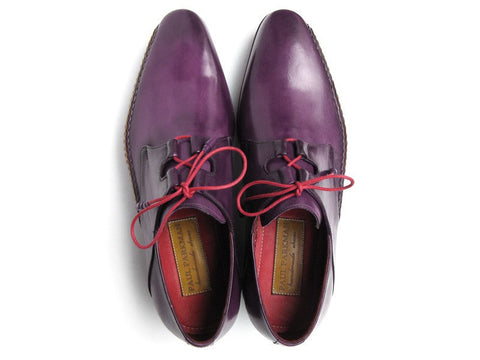 Paul Parkman Men's Ghillie Lacing Side Handsewn Dress Shoes - Purple Leather Upper and Leather Sole (ID#022-PURP)