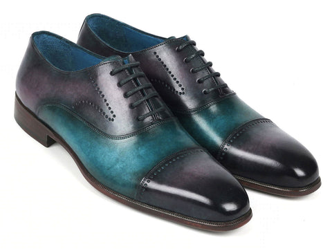 Paul Parkman Men's Cap Toe Oxfords Purple & Turquoise (ID#314-PRPTRQ)