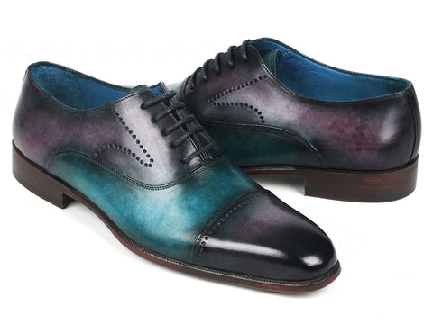 Paul Parkman Men's Cap Toe Oxfords Purple & Turquoise (ID#314-PRPTRQ)