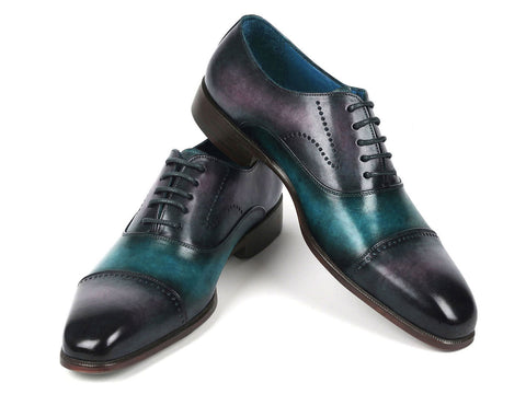 Paul Parkman Men's Cap Toe Oxfords Purple & Turquoise (ID#314-PRPTRQ)