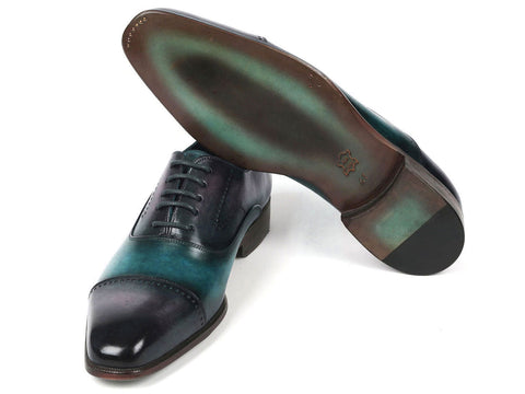 Paul Parkman Men's Cap Toe Oxfords Purple & Turquoise (ID#314-PRPTRQ)