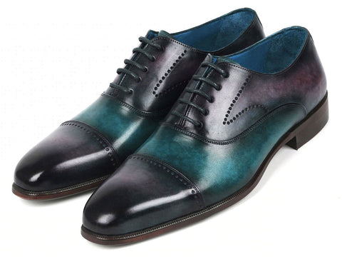 Paul Parkman Men's Cap Toe Oxfords Purple & Turquoise (ID#314-PRPTRQ)