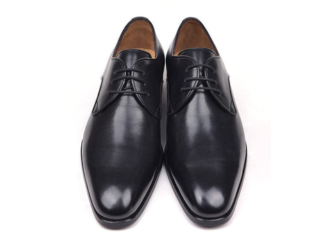 Paul Parkman Men's Black Leather Derby Shoes (ID#34DR-BLK)