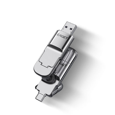 EAGET SU10 USB3.1 Type-C Dual Port 512GB U Disk Zinc Alloy Solid State USB Flash Drive Encryption Memory Stick