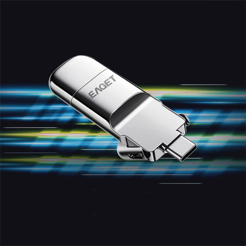 EAGET SU10 USB3.1 Type-C Dual Port 512GB U Disk Zinc Alloy Solid State USB Flash Drive Encryption Memory Stick