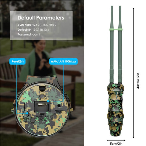 WAVLINK WN570HN2 300Mbps High Power Outdoor Router PoE Weatherproof AP  /  Repeater Mode WiFi Extender
