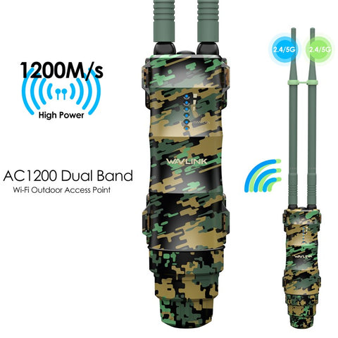 WAVLINK WN570HA2 AC1200 Dual Band Wireless Router IP67 Waterproof Outdoor WiFi Extender with Poe