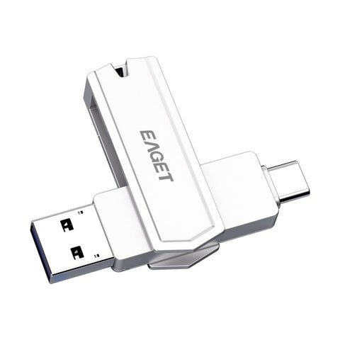 EAGET CF22 128GB Zinc Alloy Memory Stick for Type-C Phone Tablet Laptop Type C+USB 3.0 Flash Drive