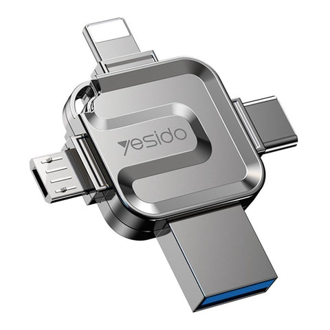 YESIDO FL15 16GB U Disk USB3.0 Flash Drive 4-in-1 Memory Stick for iOS Android Phone Tablet PC