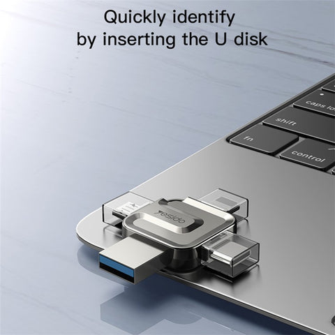 YESIDO FL15 16GB U Disk USB3.0 Flash Drive 4-in-1 Memory Stick for iOS Android Phone Tablet PC